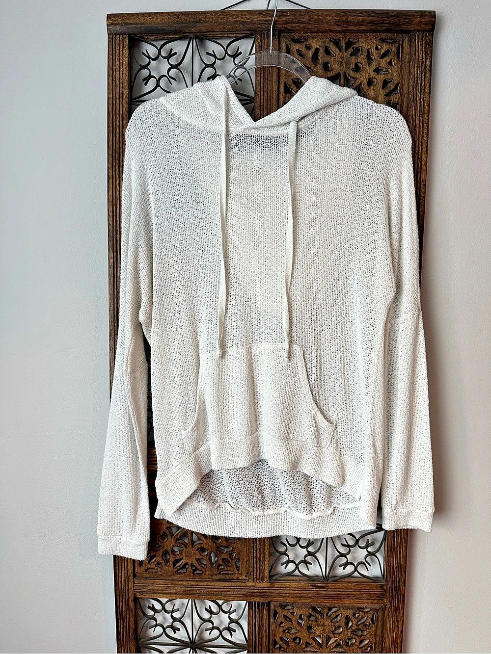 Full Tilt  Knit Pullover Hoodie in White Size Small